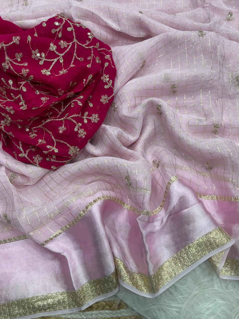 Stunning Party Wear Pure Soft Viscose Silk Golden Embroidered n Butti Work Fancy Designer Saree