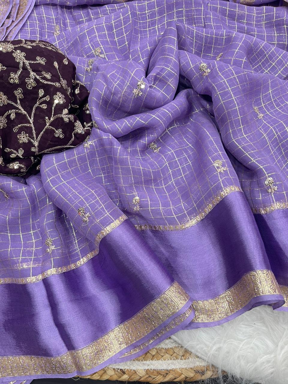 Stunning Party Wear Pure Soft Viscose Silk Golden Embroidered n Butti Work Fancy Designer Saree