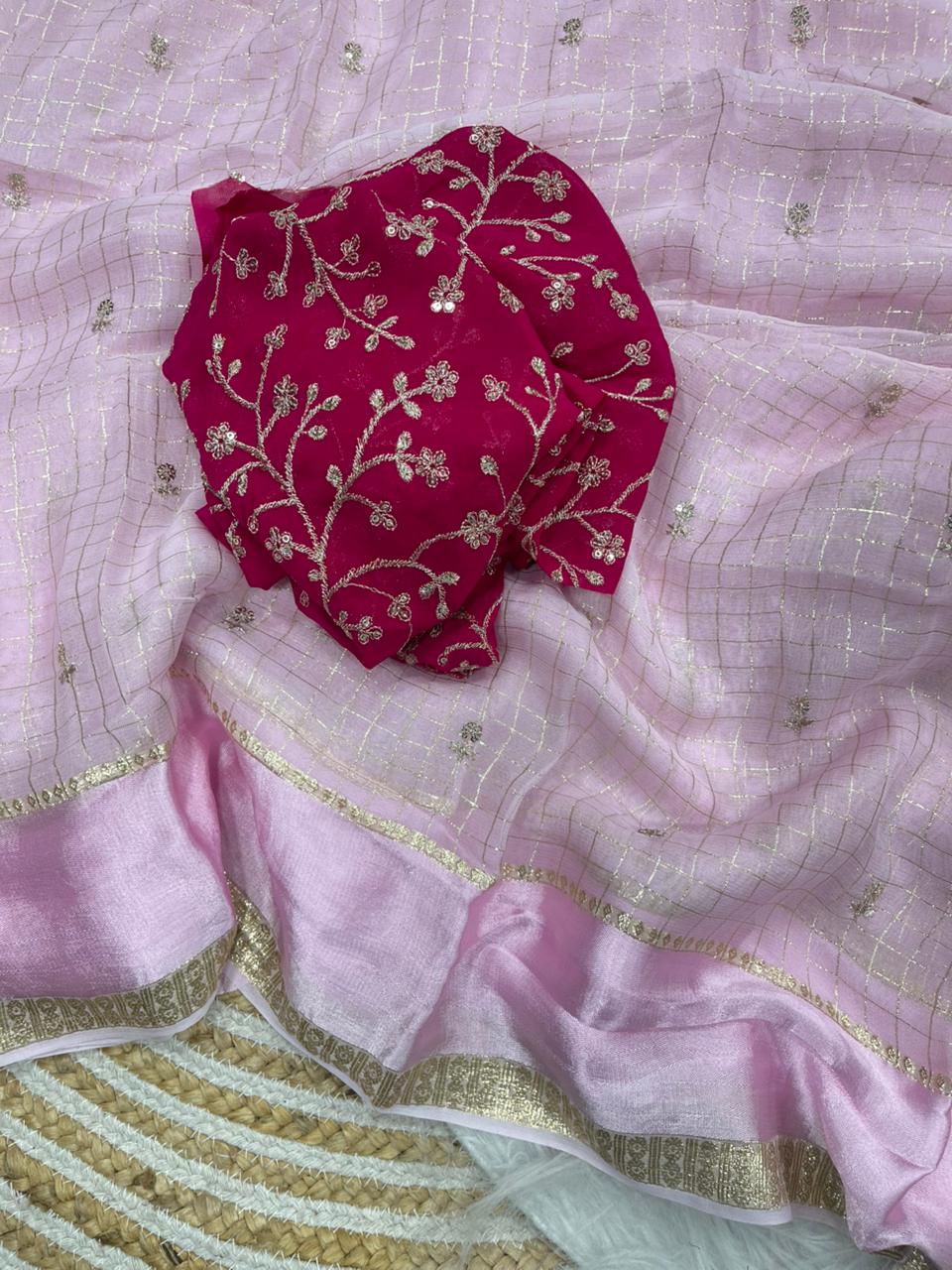 Stunning Party Wear Pure Soft Viscose Silk Golden Embroidered n Butti Work Fancy Designer Saree