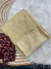 Load image into Gallery viewer, Stunning Party Wear Pure Soft Viscose Silk Golden Embroidered n Butti Work Fancy Designer Saree
