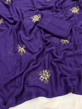 Load image into Gallery viewer, Fantabulous Party Wear Soft Crush Silk Embroidery Work Fancy Saree With Blouse Piece
