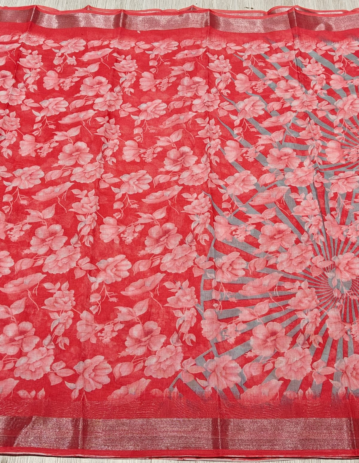 New Function Wear Cotton Print Design Saree With Blouse Piece