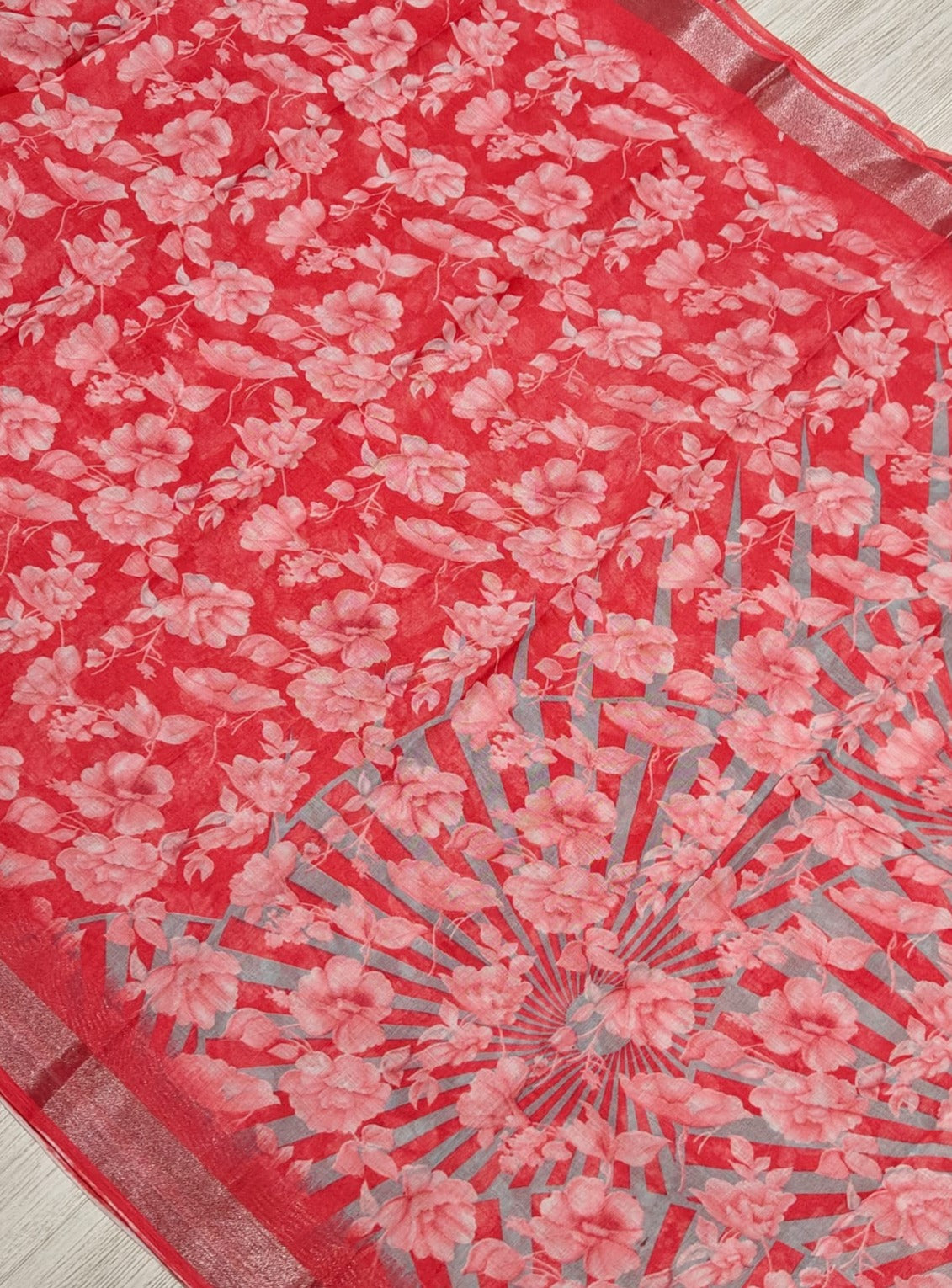 New Function Wear Cotton Print Design Saree With Blouse Piece