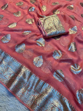 Load image into Gallery viewer, Alverina Function Wear Viscose Georgette Jacquard Zari Work Saree With Matching Blouse Piece
