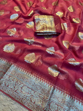 Load image into Gallery viewer, Alverina Function Wear Viscose Georgette Jacquard Zari Work Saree With Matching Blouse Piece
