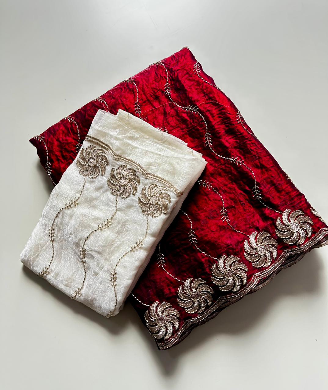 Whimsical Festive Wear Silk Sequence Work Designer Saree With Contrast Blouse Piece
