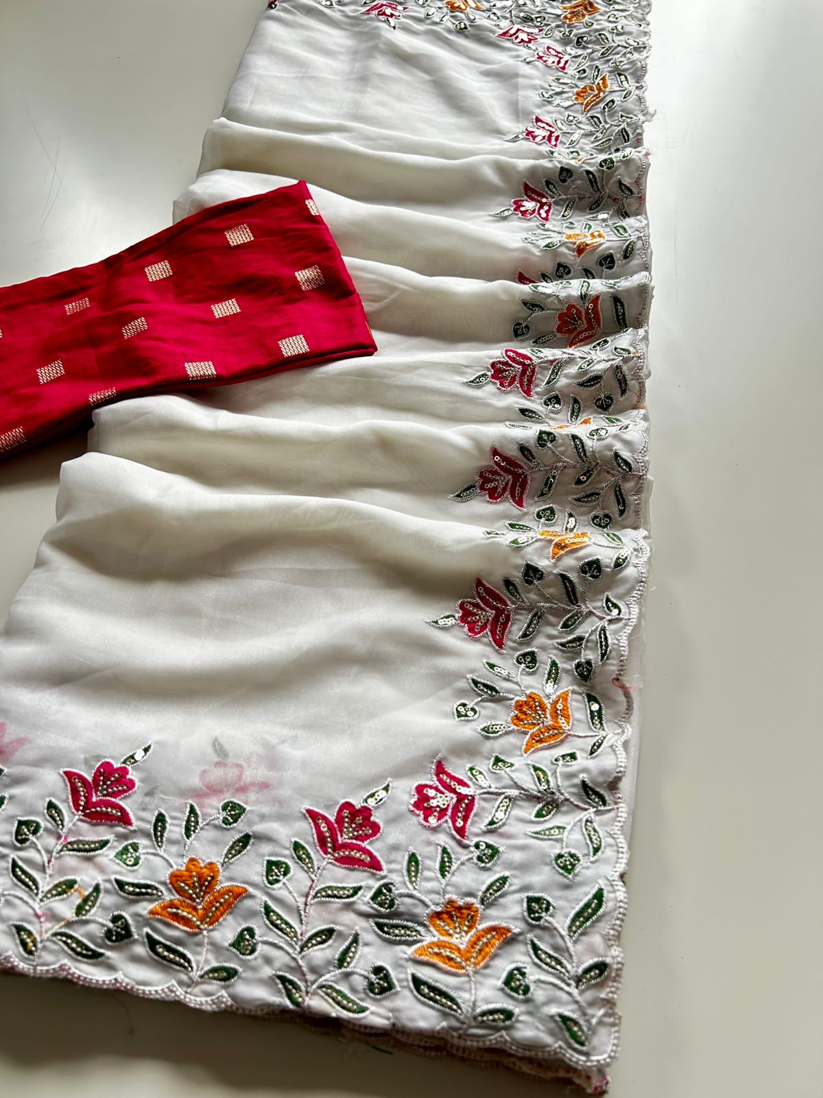 Marvellous Party Wear Soft Organza Silk Embroidery n Cut Work Fancy Saree With Blissful Blouse Piece