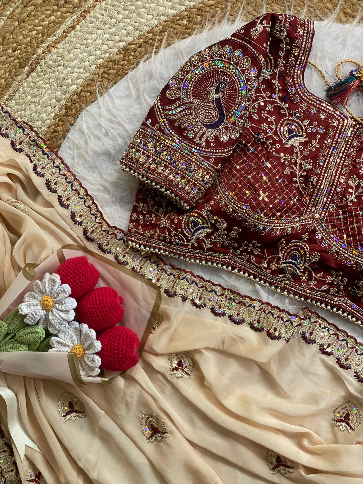 Groovy Functon Wear Rangoli Silk Embroidery Sequence Work Designer Saree With Stiched Blouse