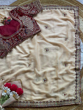 Load image into Gallery viewer, Groovy Functon Wear Rangoli Silk Embroidery Sequence Work Designer Saree With Stiched Blouse
