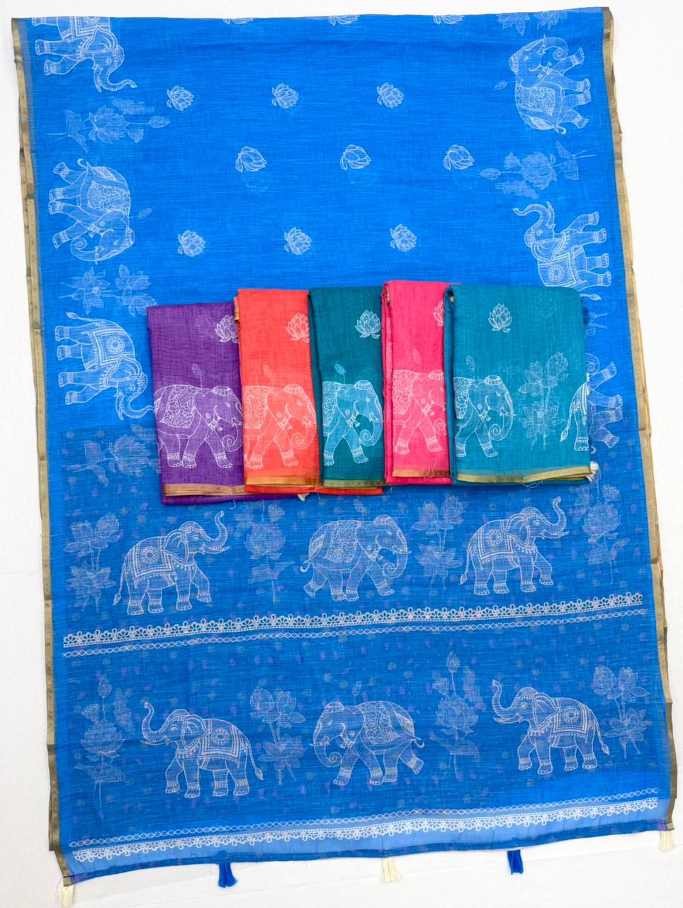 Traditional Festive Wear Soft Cotton Kalamkari Print With Zari Border Fancy Saree With Blissful Blouse Piece