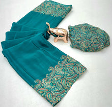 Load image into Gallery viewer, Prettiest Festive Wear Silk Ajrak Printed Rich Pallu Work Designer Saree With Elegant Blouse Piece

