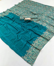 Load image into Gallery viewer, Prettiest Festive Wear Silk Ajrak Printed Rich Pallu Work Designer Saree With Elegant Blouse Piece
