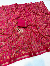 Load image into Gallery viewer, Charming Party Wear Pure Soft Tussar Silk Kashmiri Printed n Rich Pallu Border Fancy Saree With Blouse Piece
