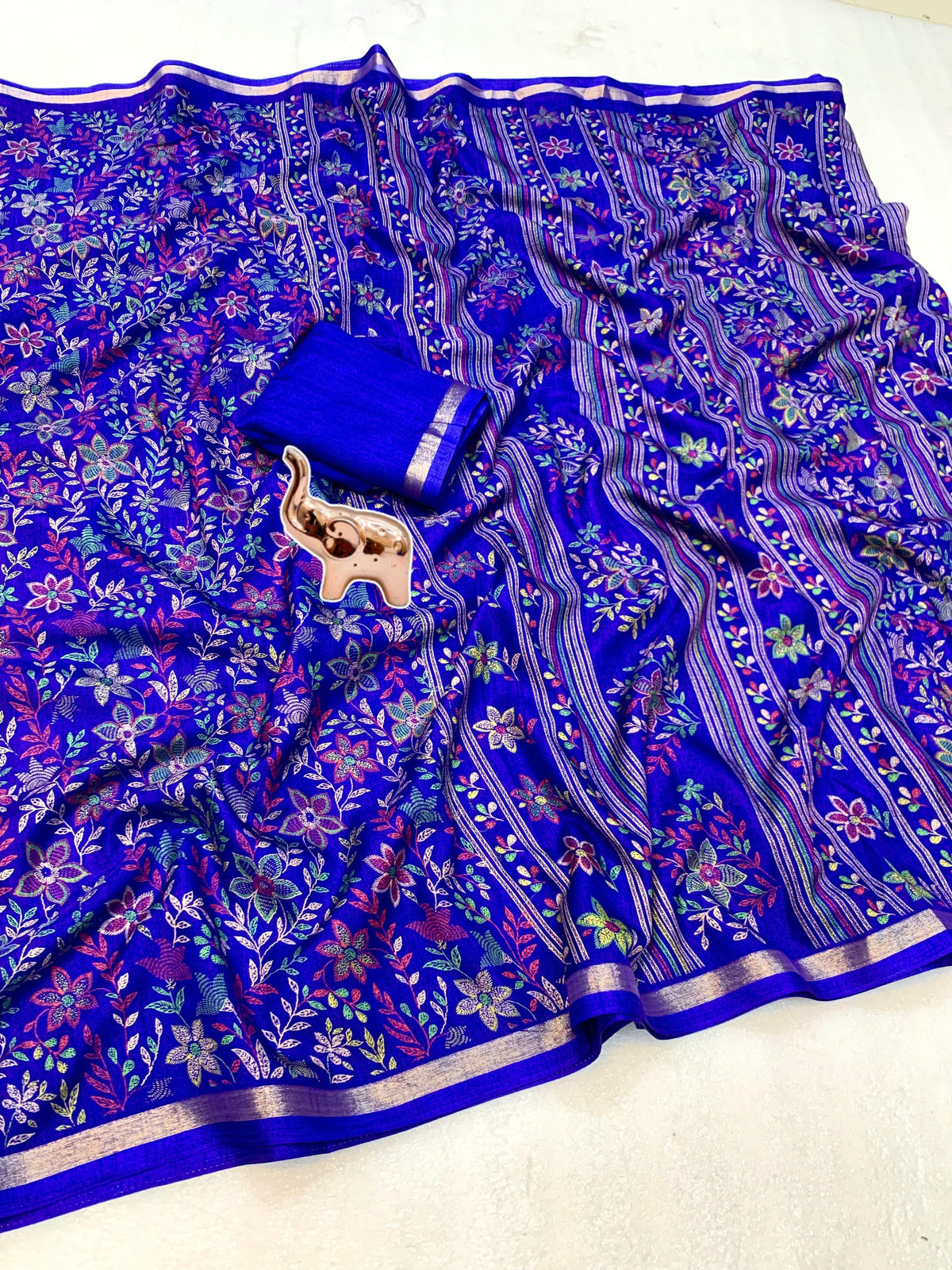 Charming Party Wear Pure Soft Tussar Silk Kashmiri Printed n Rich Pallu Border Fancy Saree With Blouse Piece