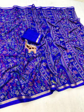 Load image into Gallery viewer, Charming Party Wear Pure Soft Tussar Silk Kashmiri Printed n Rich Pallu Border Fancy Saree With Blouse Piece
