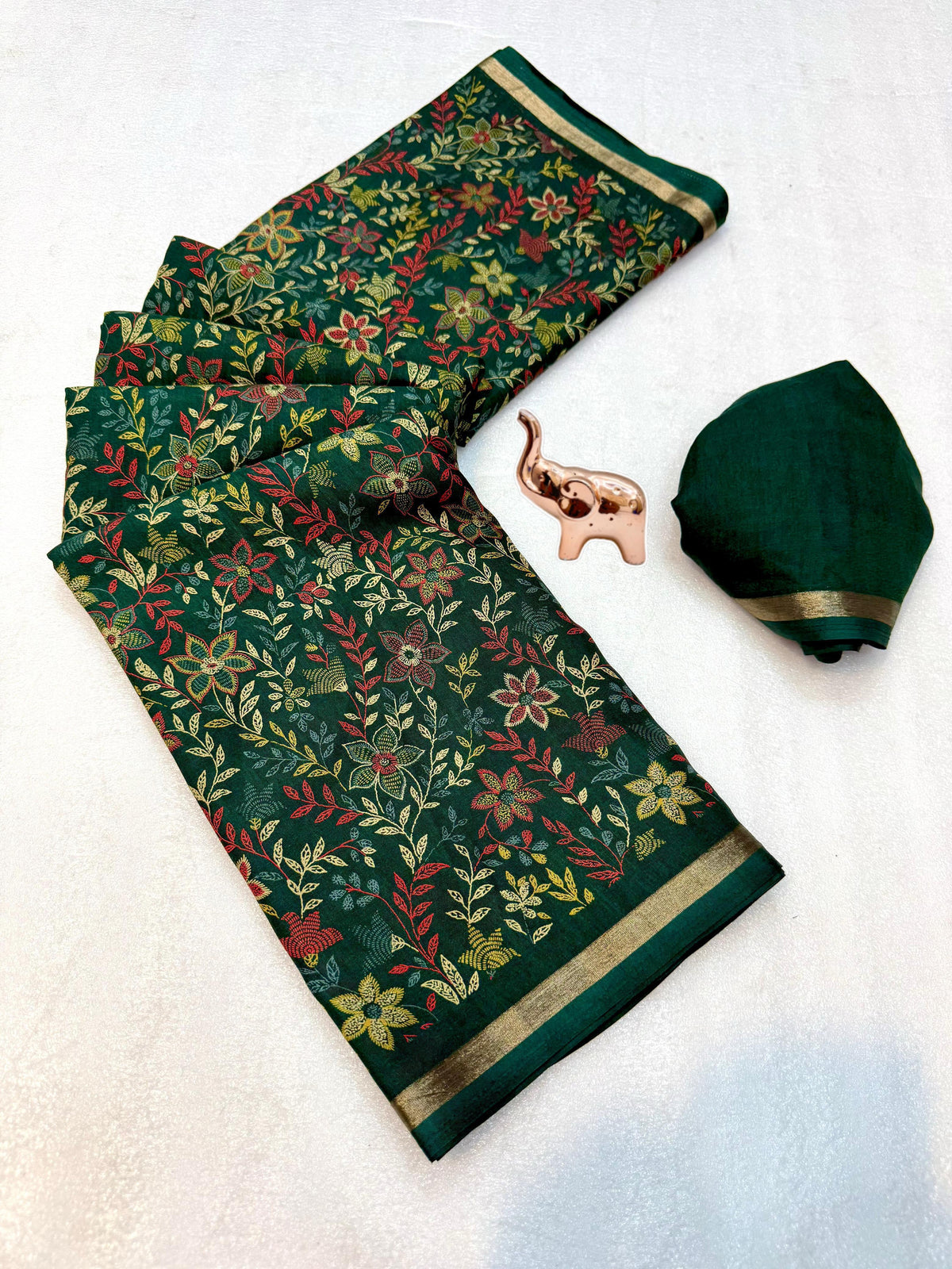 Charming Party Wear Pure Soft Tussar Silk Kashmiri Printed n Rich Pallu Border Fancy Saree With Blouse Piece