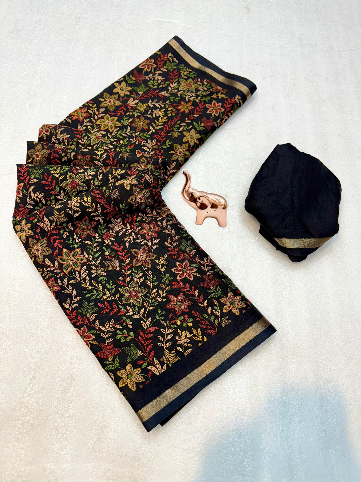 Charming Party Wear Pure Soft Tussar Silk Kashmiri Printed n Rich Pallu Border Fancy Saree With Blouse Piece