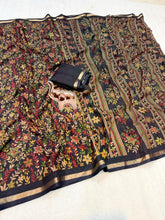 Load image into Gallery viewer, Charming Party Wear Pure Soft Tussar Silk Kashmiri Printed n Rich Pallu Border Fancy Saree With Blouse Piece
