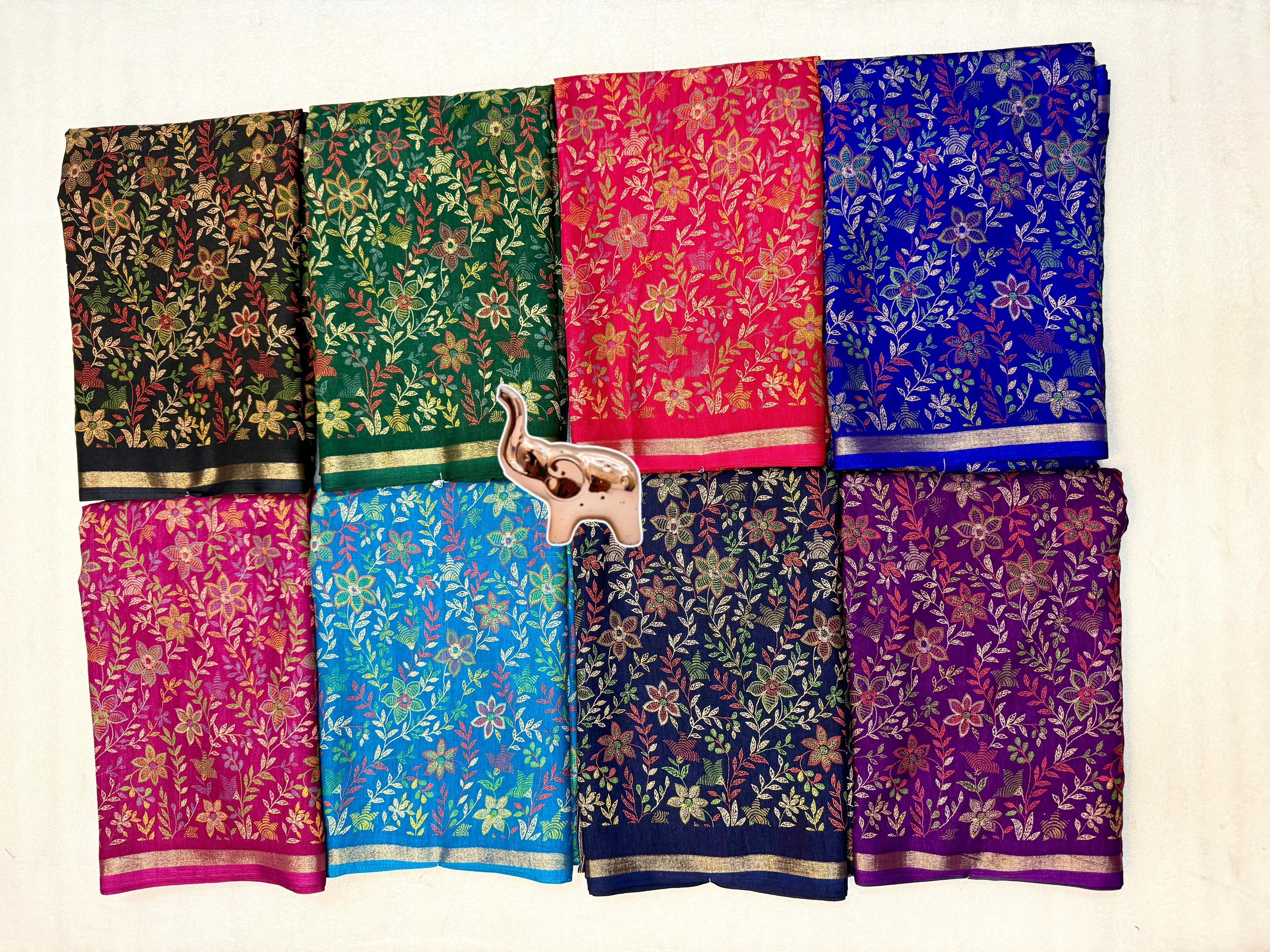 Charming Party Wear Pure Soft Tussar Silk Kashmiri Printed n Rich Pallu Border Fancy Saree With Blouse Piece