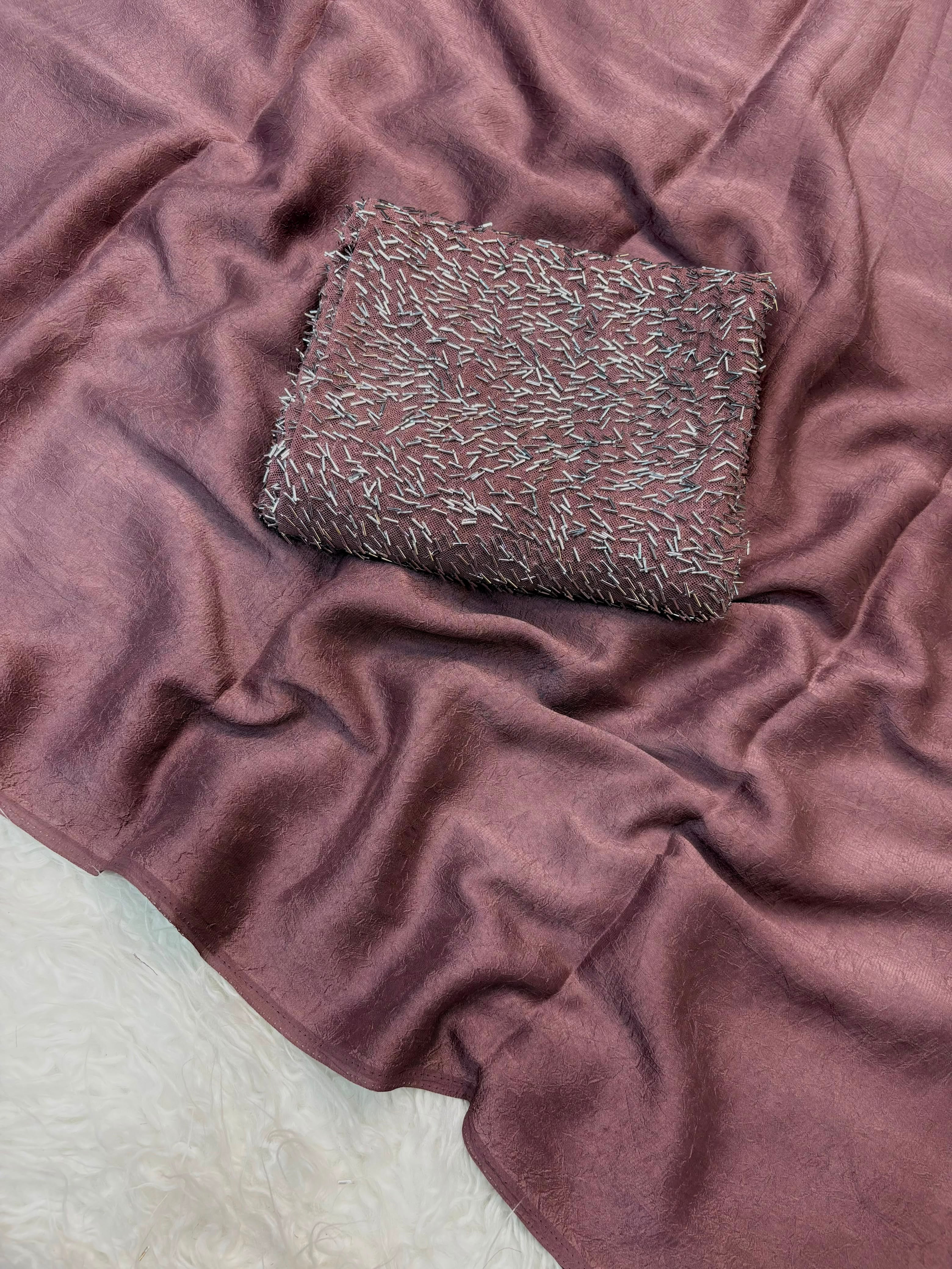 Stunning Party Wear Rangoli Crush Silk Fancy Saree With Heavy Beads Work Blouse For Occasion