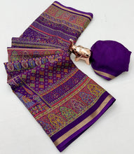 Load image into Gallery viewer, Graceful Party Wear Pure Soft Tussar Kashmiri Silk Printed n Zari Work Border Rich Pallu Fancy Saree With Blouse Piece
