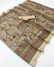 Load image into Gallery viewer, Graceful Party Wear Pure Soft Tussar Kashmiri Silk Printed n Zari Work Border Rich Pallu Fancy Saree With Blouse Piece
