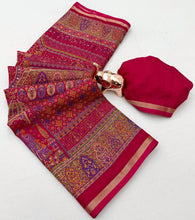 Load image into Gallery viewer, Graceful Party Wear Pure Soft Tussar Kashmiri Silk Printed n Zari Work Border Rich Pallu Fancy Saree With Blouse Piece
