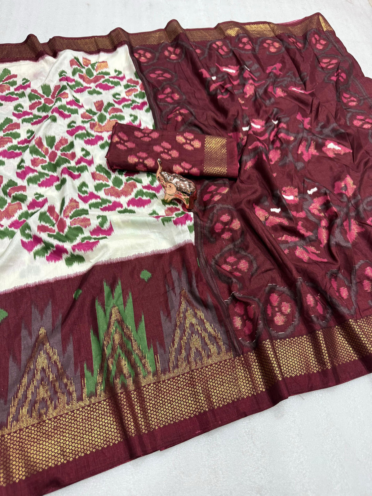 Marvellous Function Wear Pure Soft Viscose Dola Silk Jacquard Border Fancy Saree With Blouse Piece