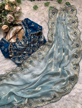 Load image into Gallery viewer, Luxury Wedding Wear Silk Embroidery n Sequence Work Designer Saree With Stitched Blouse

