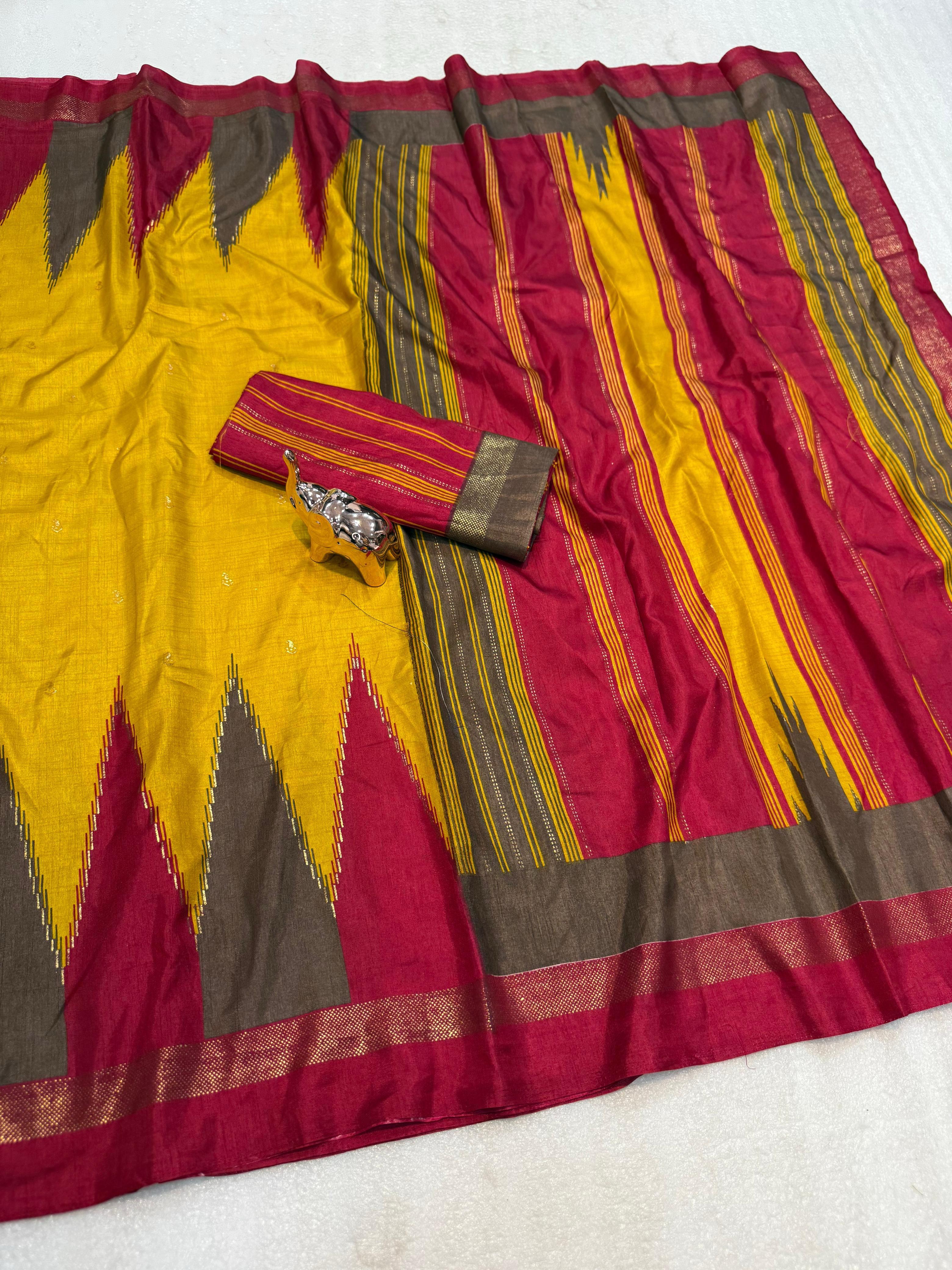 Adorable Function Wear Pure Soft Dola Silk Jacquard Border Fancy Saree With Blouse Piece
