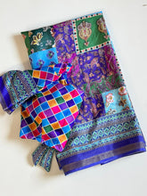 Load image into Gallery viewer, Artistic Festive Wear Linen Cotton Digital Print Work Fancy Saree With Stitched  Blouse
