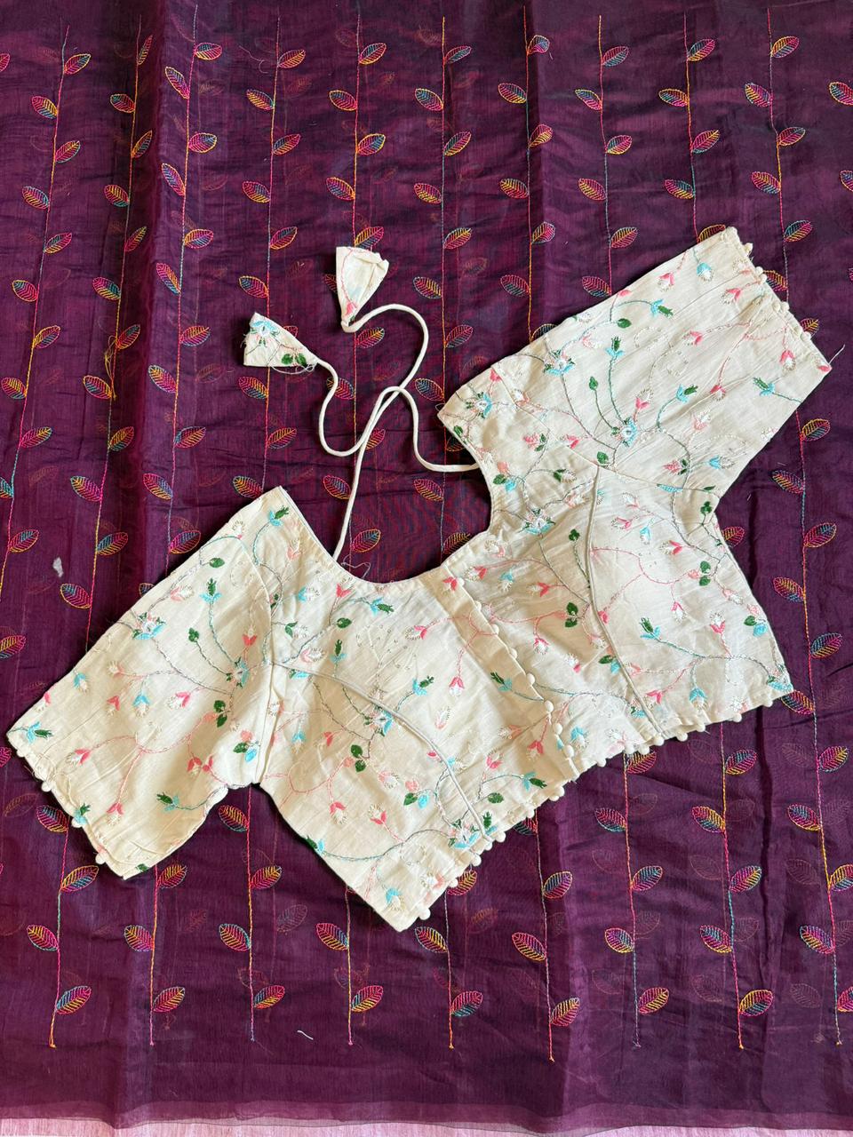 Confounding Party Wear Chanderi Cotton Embroidery n Tussels Work Fancy Saree With Blouse Piece