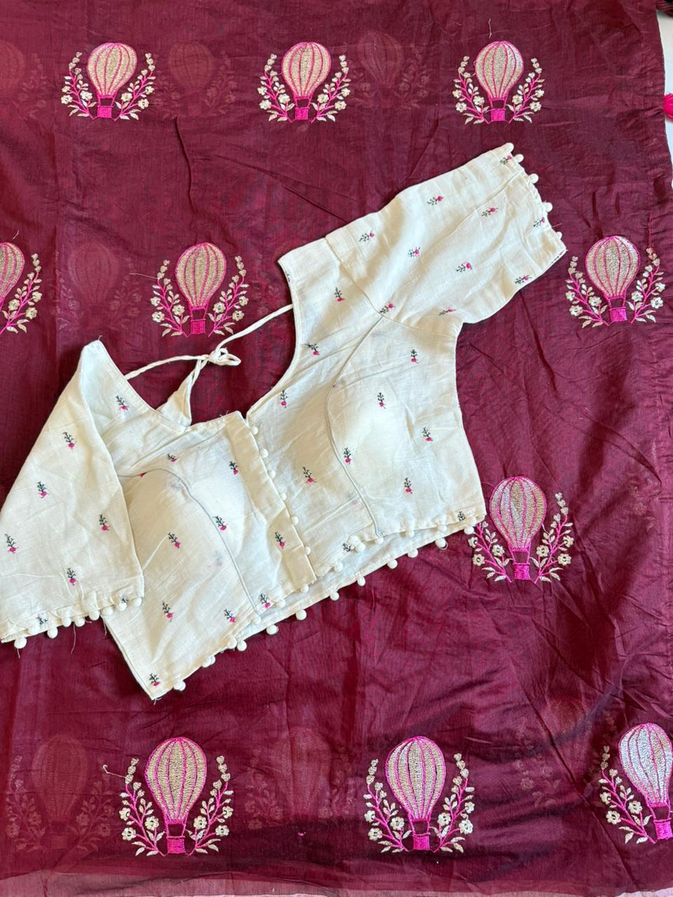 Effervescent Function Wear Soft Chanderi Cotton Embroidery n Tussels Work Fancy Saree With Stitched Blouse