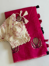 Load image into Gallery viewer, Effervescent Function Wear Soft Chanderi Cotton Embroidery n Tussels Work Fancy Saree With Stitched Blouse
