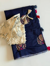 Load image into Gallery viewer, Effervescent Function Wear Soft Chanderi Cotton Embroidery n Tussels Work Fancy Saree With Stitched Blouse
