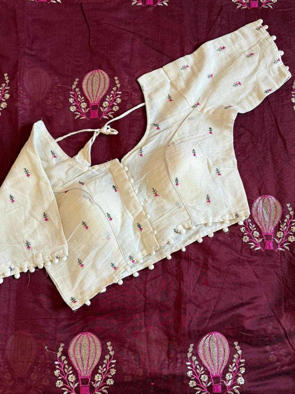 Effervescent Function Wear Soft Chanderi Cotton Embroidery n Tussels Work Fancy Saree With Stitched Blouse