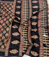 Load image into Gallery viewer, Alverina Function Wear Pure Satin Silk Ajrak Printed Rich Pallu n Mirror Work Fancy Saree With Blouse Piece
