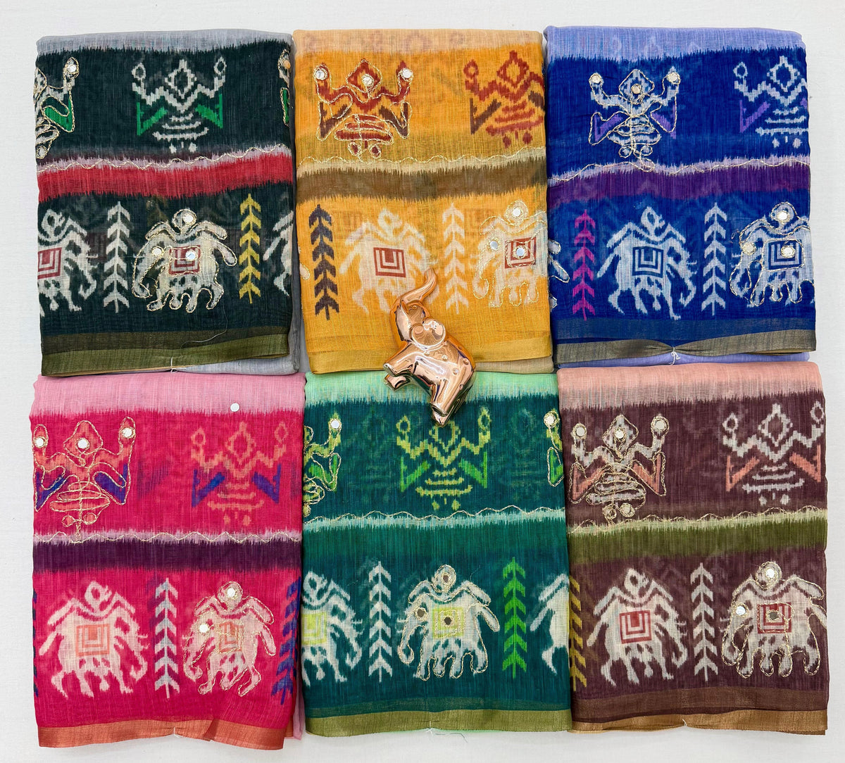 Alverina Function Wear Linen Cotton Digital Print Thread Work Fancy Saree With Matching Blouse Piece