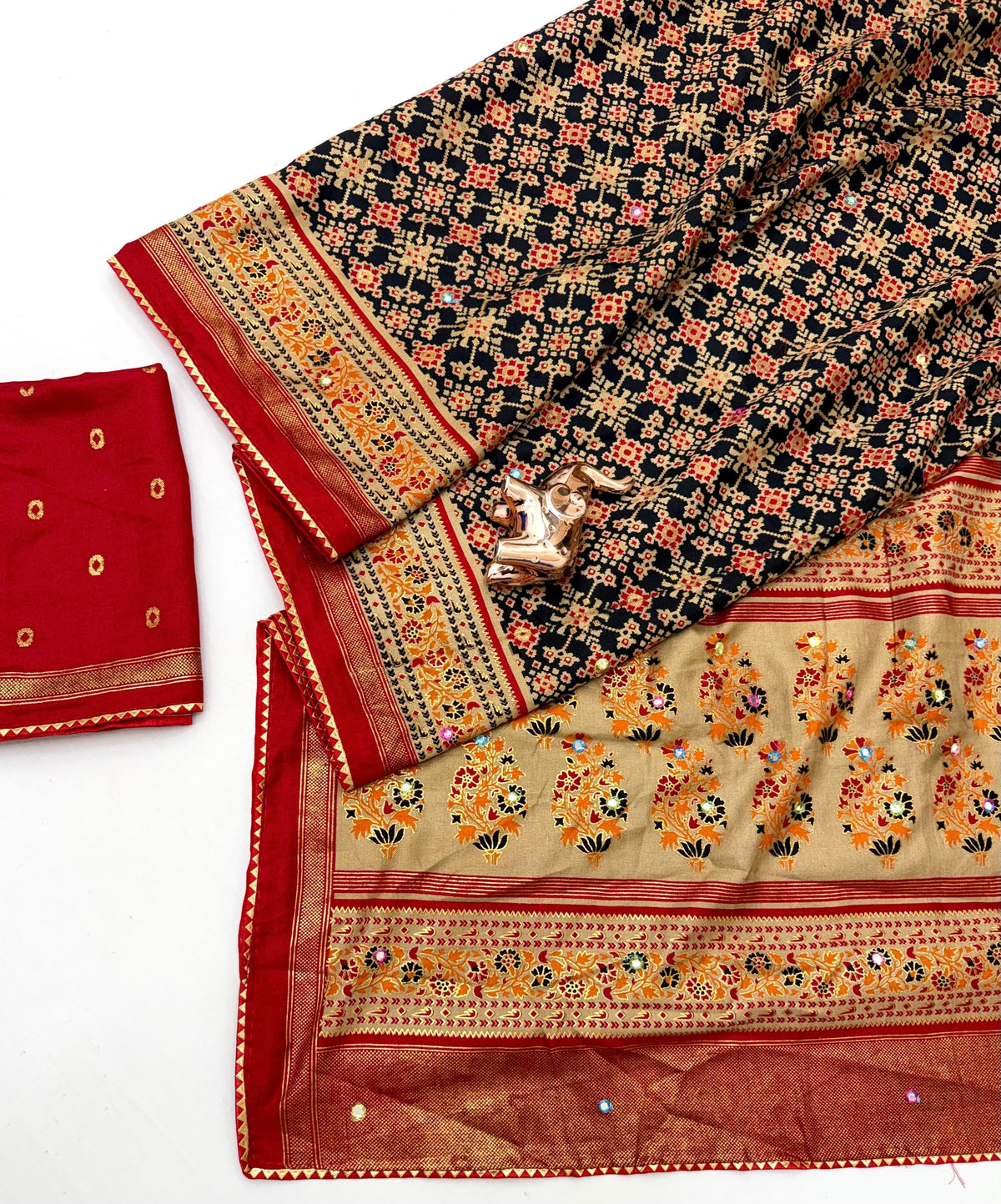 Dazzling Festive Wear Pure Soft Silk Print With Mirror Work Fancy Saree For Women