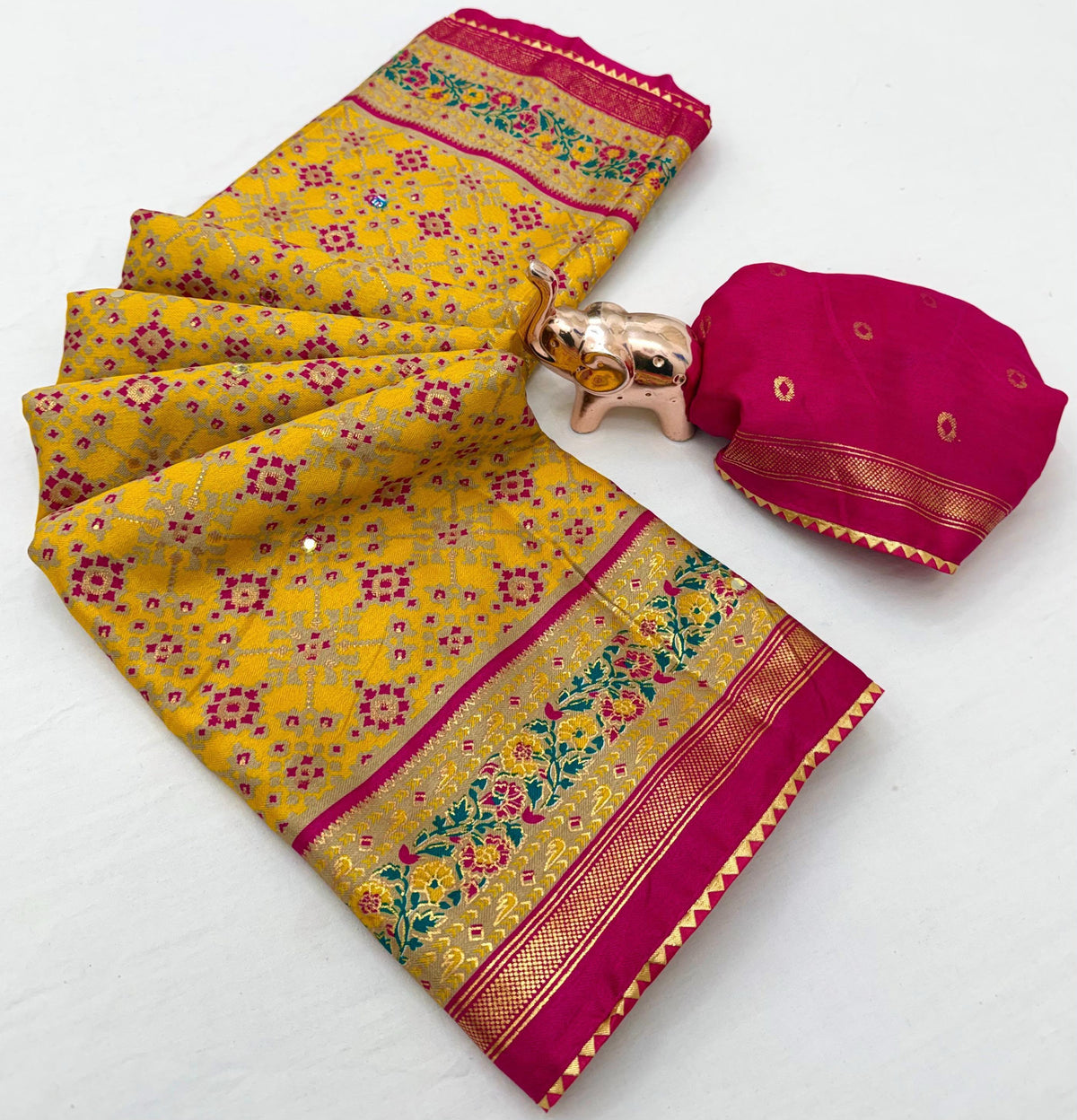 Dazzling Festive Wear Pure Soft Silk Print With Mirror Work Fancy Saree For Women