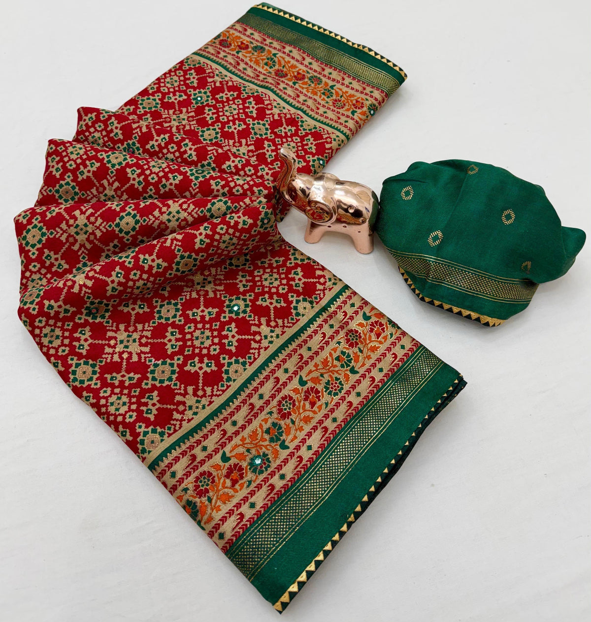 Dazzling Festive Wear Pure Soft Silk Print With Mirror Work Fancy Saree For Women