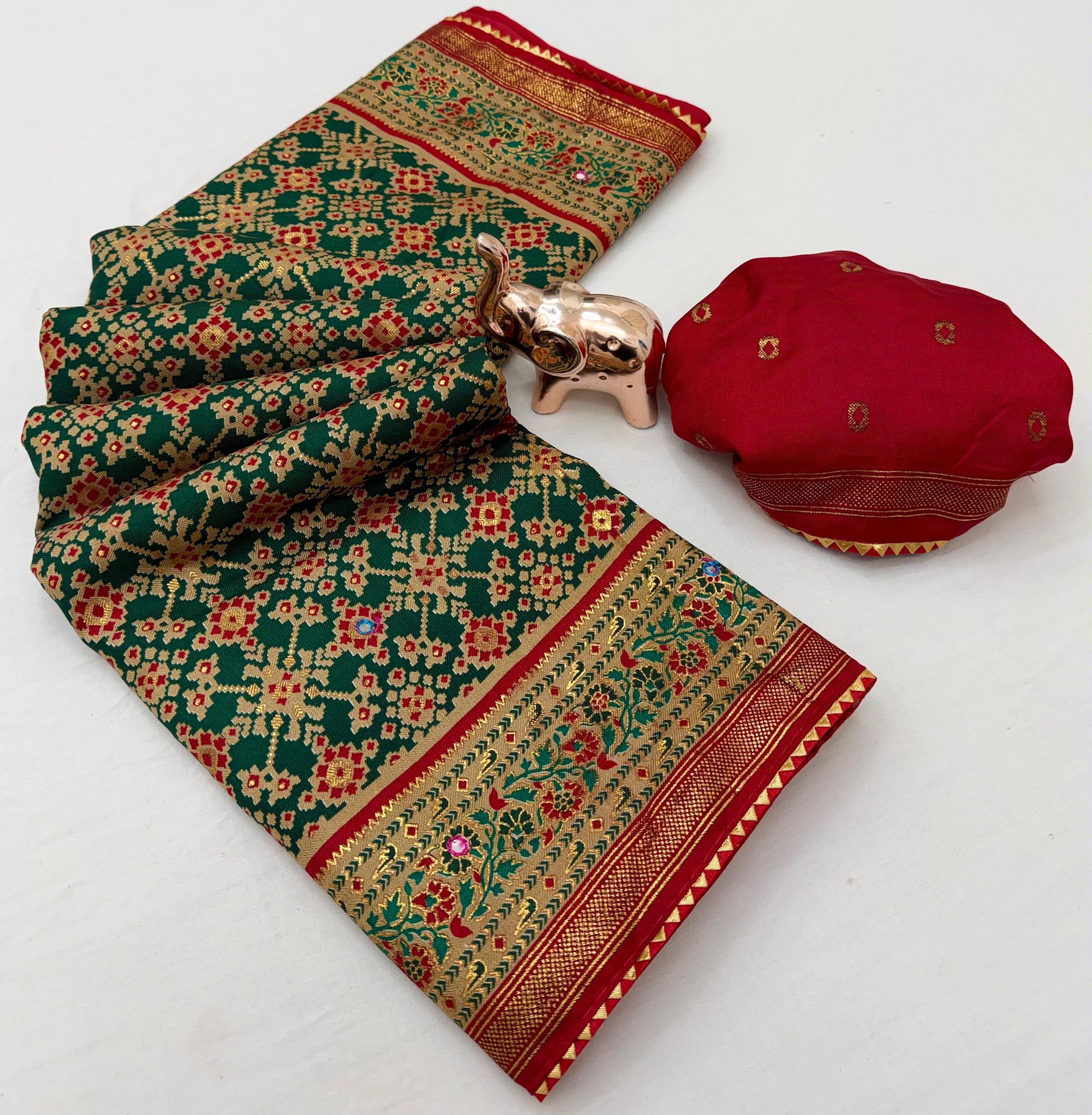 Dazzling Festive Wear Pure Soft Silk Print With Mirror Work Fancy Saree For Women