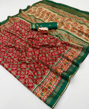 Load image into Gallery viewer, Dazzling Festive Wear Pure Soft Silk Print With Mirror Work Fancy Saree For Women
