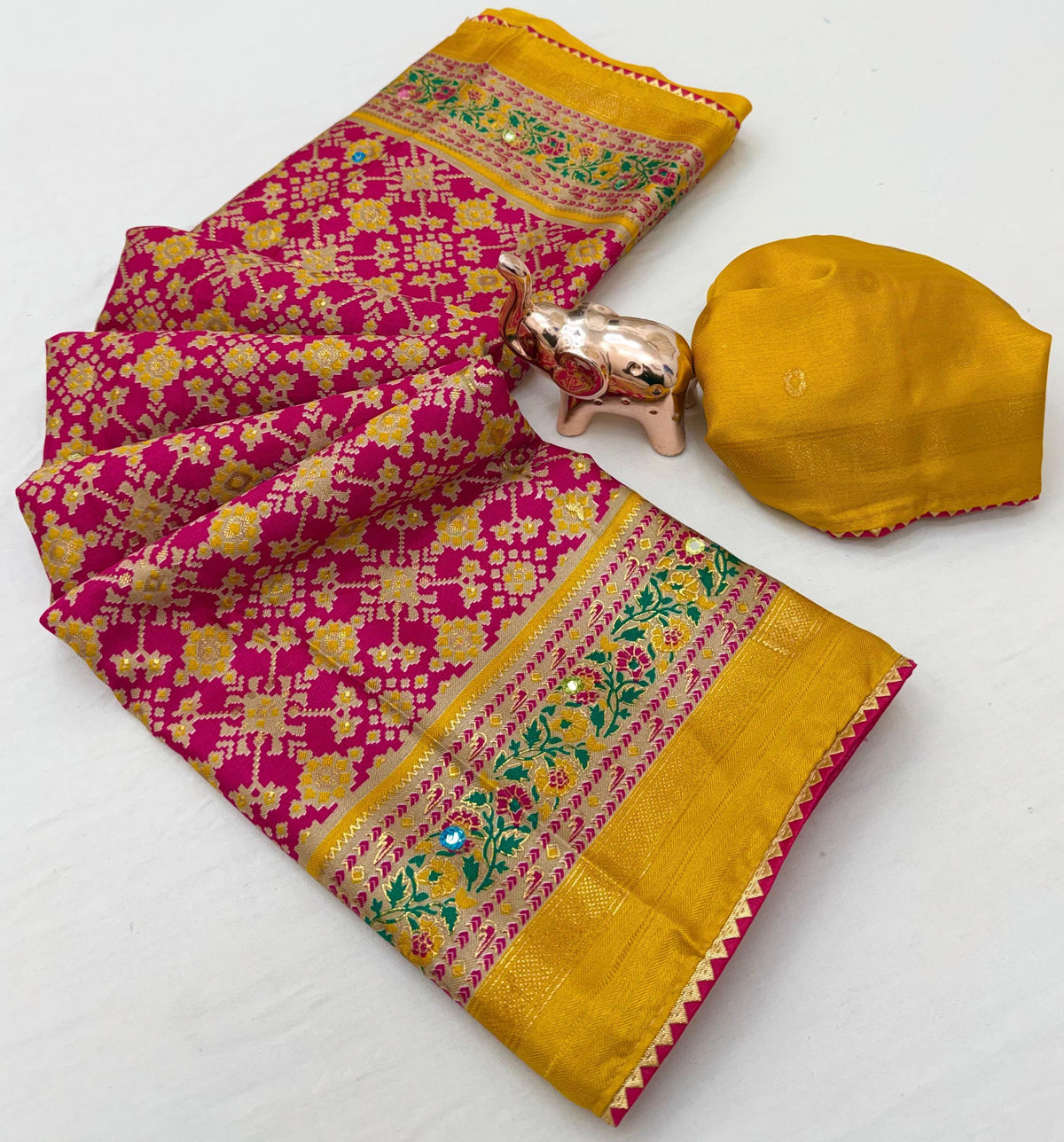 Dazzling Festive Wear Pure Soft Silk Print With Mirror Work Fancy Saree For Women