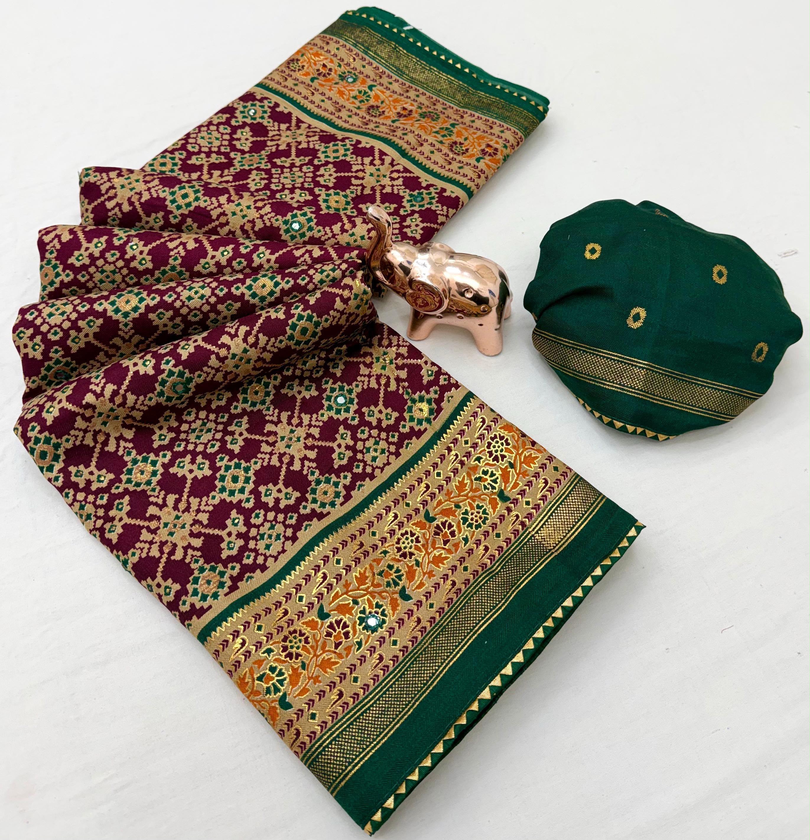 Dazzling Festive Wear Pure Soft Silk Print With Mirror Work Fancy Saree For Women