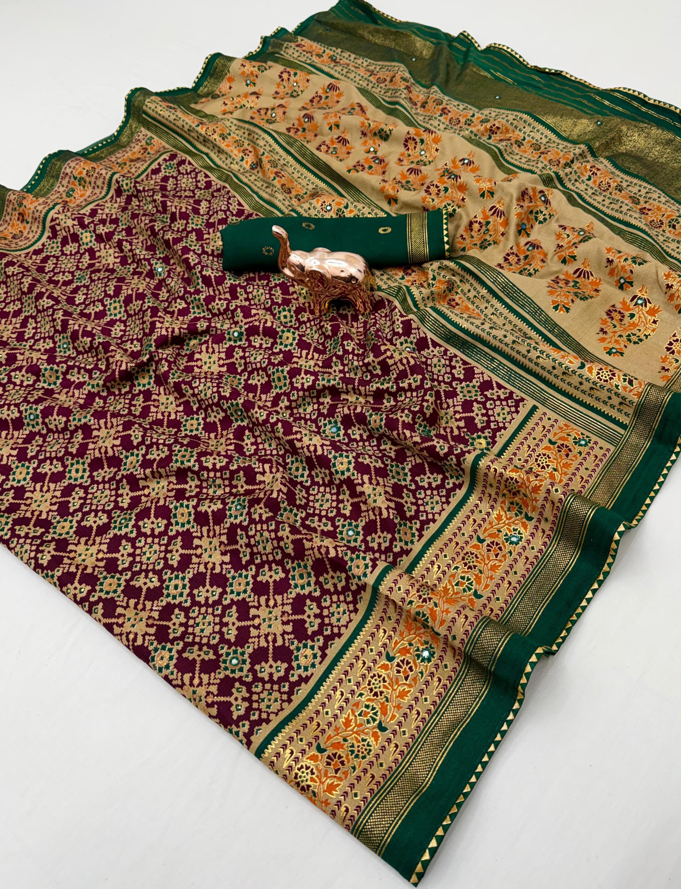 Dazzling Festive Wear Pure Soft Silk Print With Mirror Work Fancy Saree For Women
