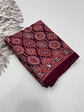 Load image into Gallery viewer, Effervescent Festive Wear Pure Viscose Silk Ajrak Printed Rich Pallu n Mirror Work Designer Saree With Blouse Piece
