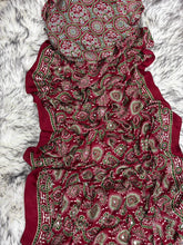 Load image into Gallery viewer, Effervescent Festive Wear Pure Viscose Silk Ajrak Printed Rich Pallu n Mirror Work Designer Saree With Blouse Piece
