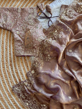 Load image into Gallery viewer, Dazzling Wedding Wear Satin Silk Embroidery Sequence n Aarco Work Designer Saree With Stitched Blouse
