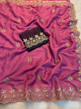Load image into Gallery viewer, Marvellous Function Wear Georgette Multi Embroidery Work Fancy Saree With Contrast Blouse Piece
